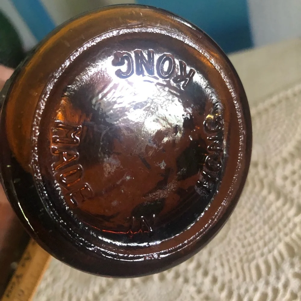 Vintage Small Amber Glass Hurricane Oil Lamp